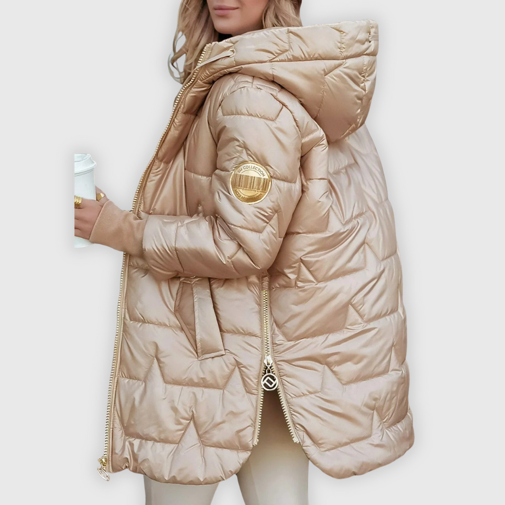 Noelia | Eleganter Wintermantel mit Kapuze und Wattierung