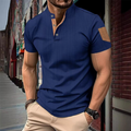 Herren Henley T-Shirt – Kurzarmshirt mit strukturiertem Stoff und Farbblock-Design
