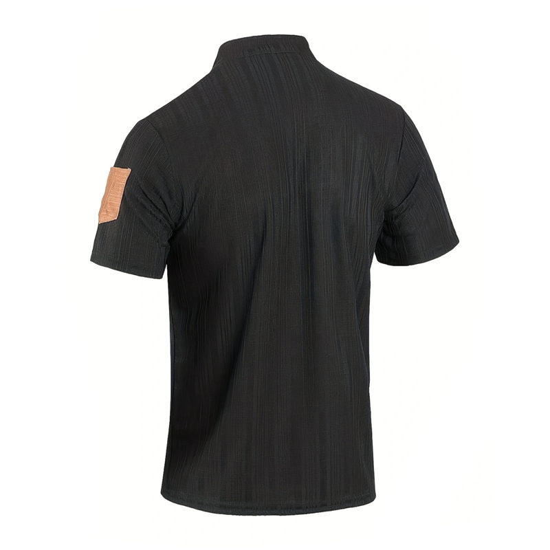 Herren Henley T-Shirt – Kurzarmshirt mit strukturiertem Stoff und Farbblock-Design