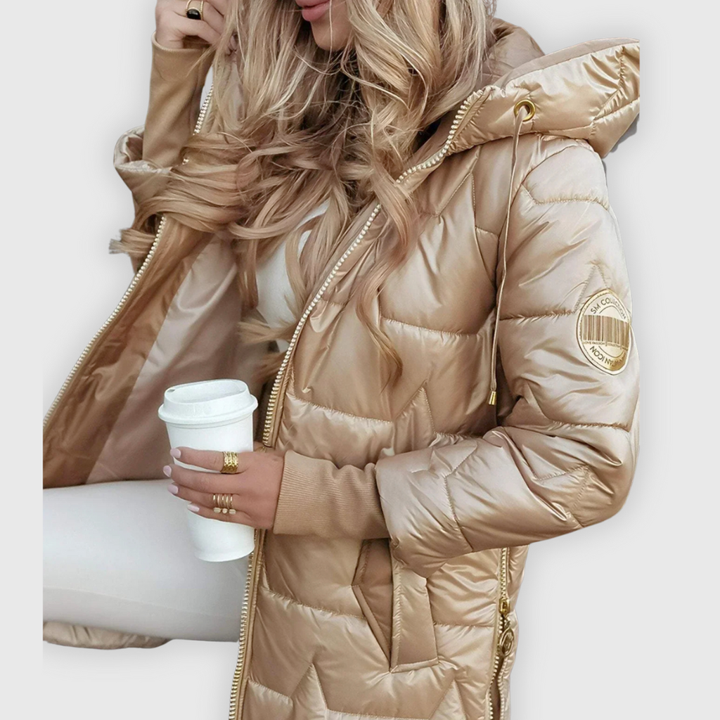 Noelia | Eleganter Wintermantel mit Kapuze und Wattierung