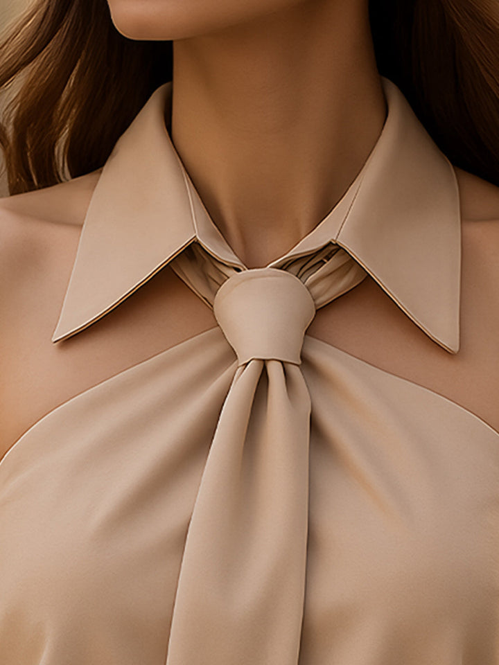 Nives | Ärmellose Halter-Bluse mit Knotendetail