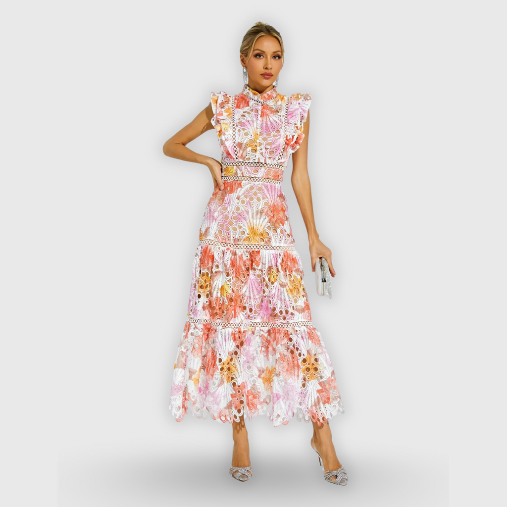 Paola | Ärmelloses Midikleid mit Spitzendetails