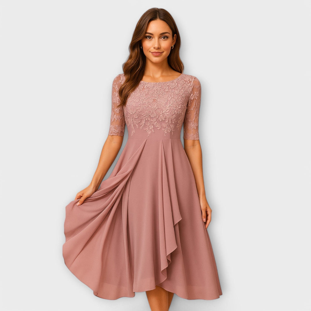 Martina | Midikleid mit Spitzendetails an den Ärmeln