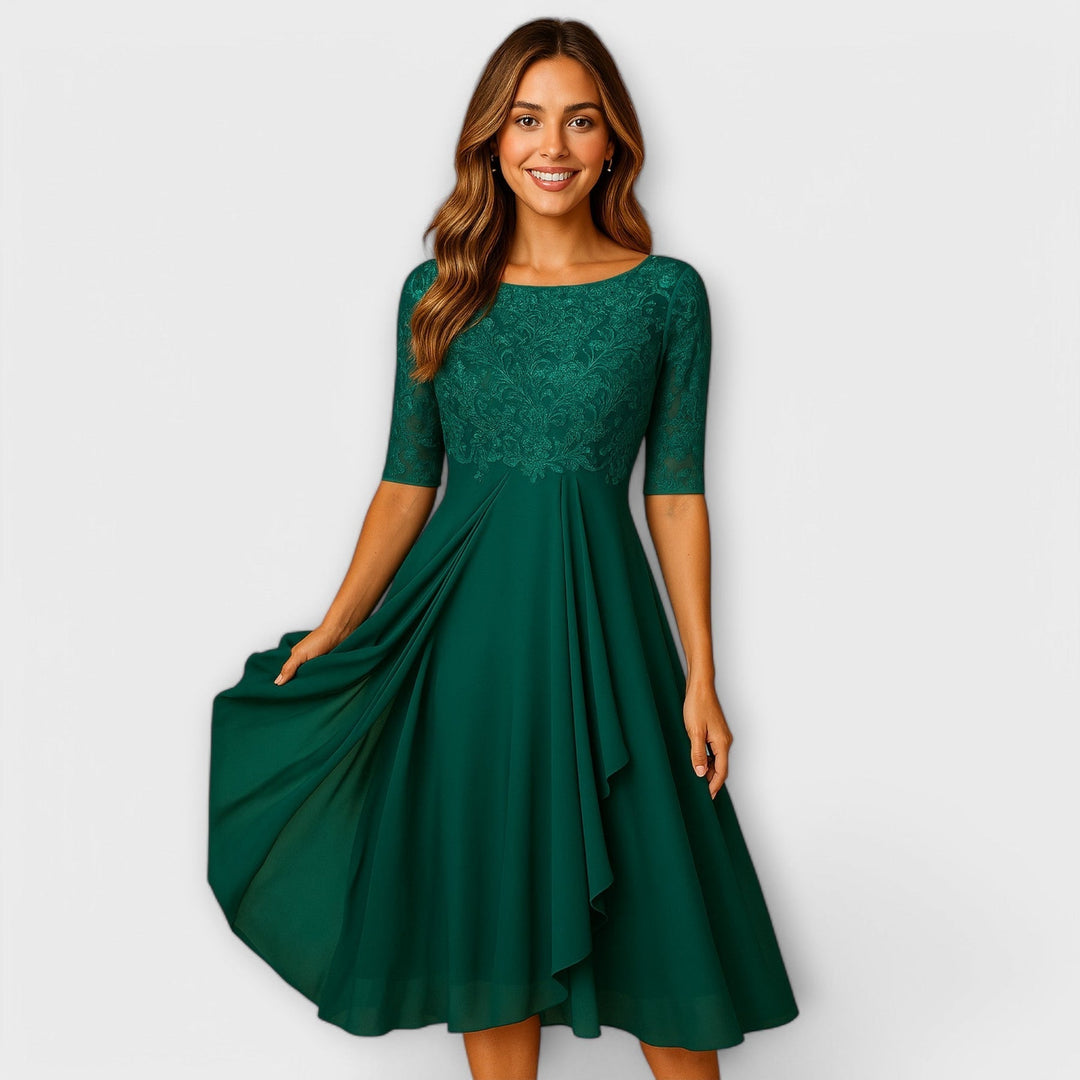Martina | Midikleid mit Spitzendetails an den Ärmeln