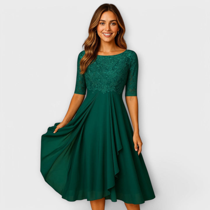 Martina | Midikleid mit Spitzendetails an den Ärmeln