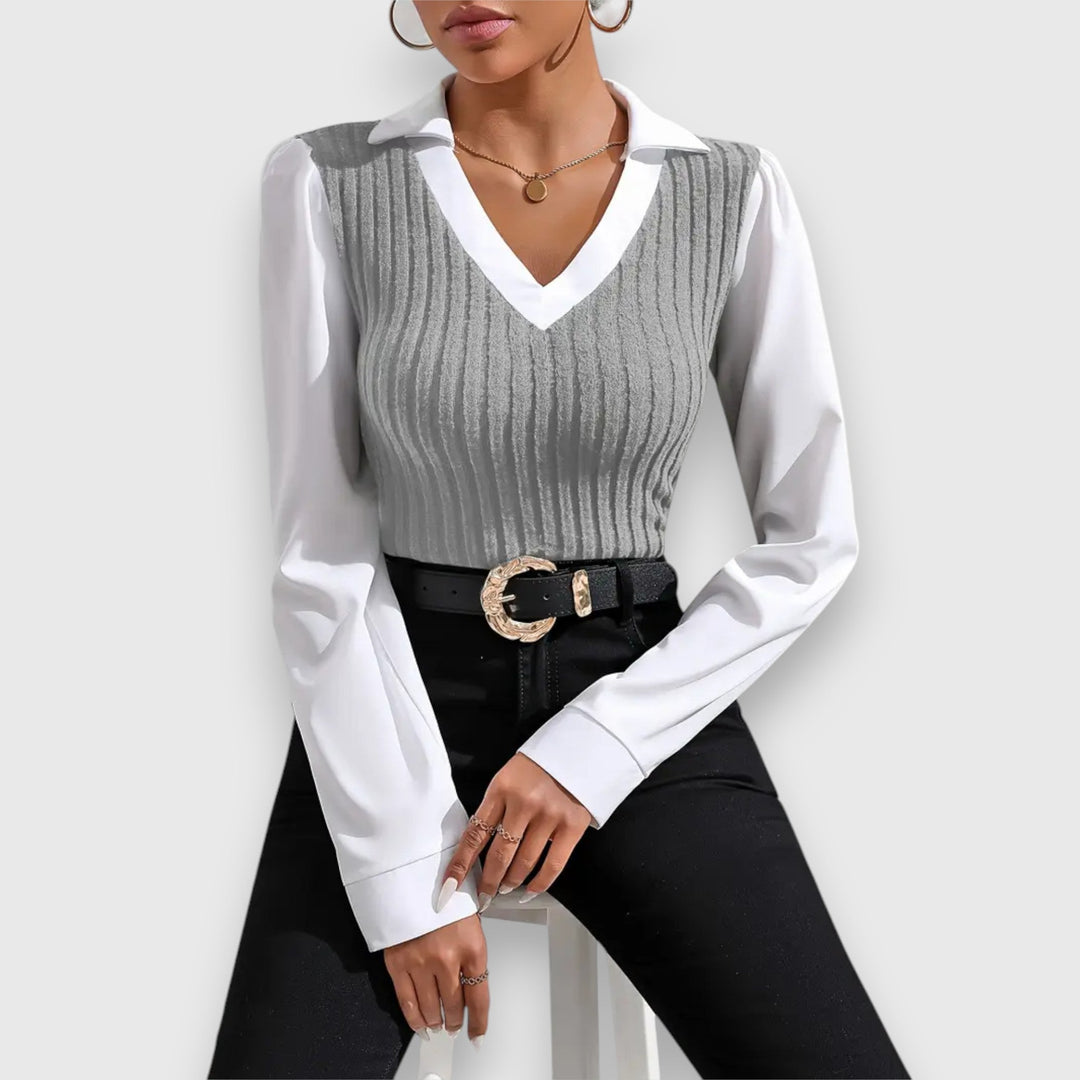 Chiara | Premium Bluse mit Farbkontrast