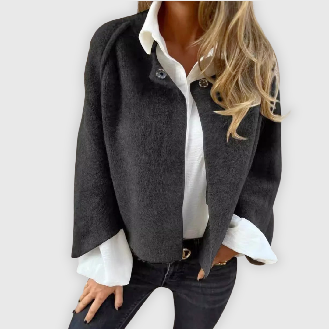 Marika | Mantel aus Wolle mit Rundhalsausschnitt und langen Ärmeln