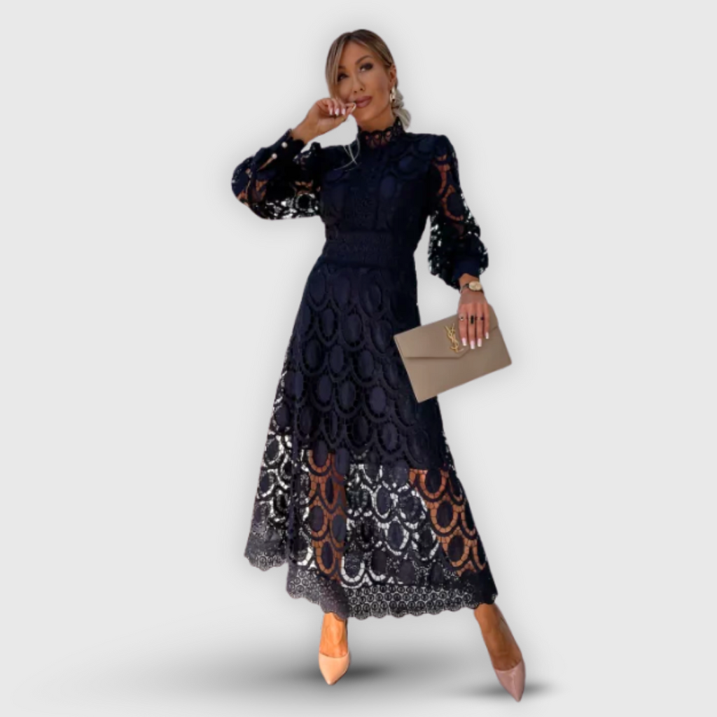 Elena | Elegantes Midi-Kleid mit Spitzendetails