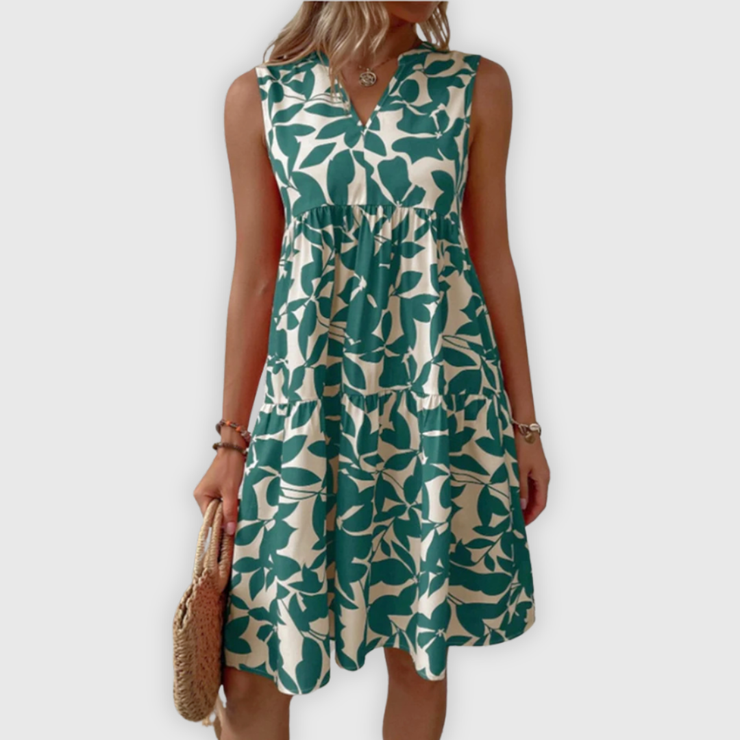 Allegra | Handgefertigtes Sommerkleid mit Blattmuster