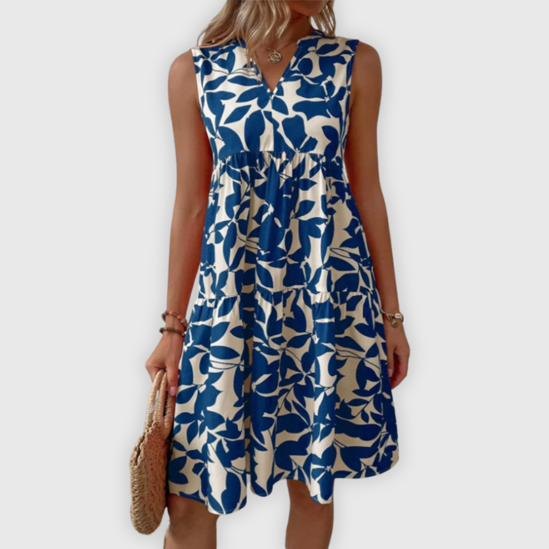 Allegra | Handgefertigtes Sommerkleid mit Blattmuster