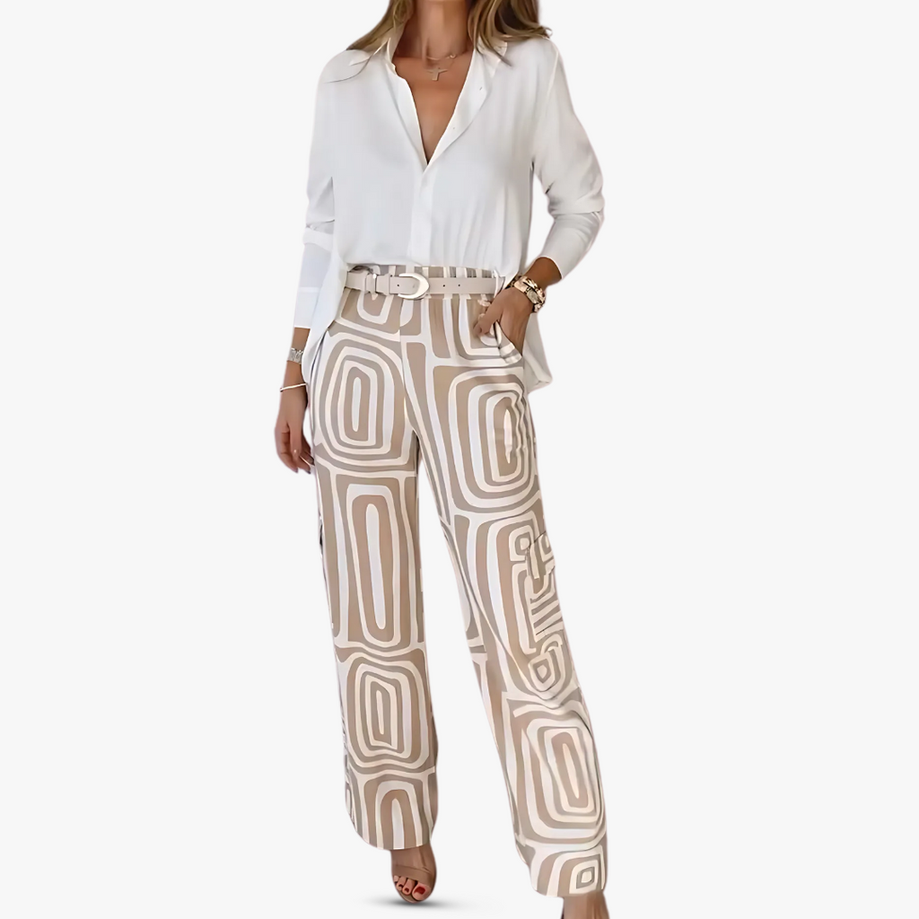 Isabella | Stilvolles Set aus Leinenhose und Bluse