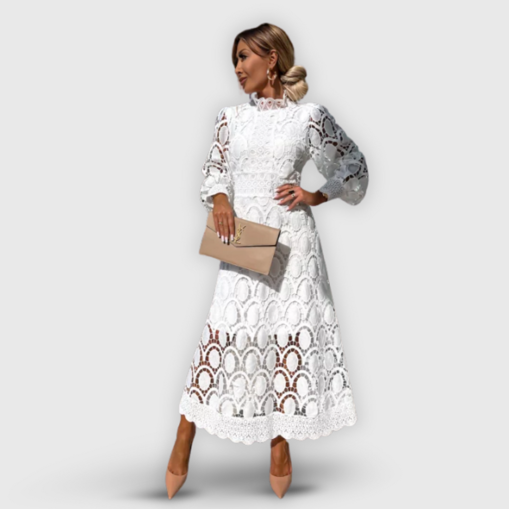 Elena | Elegantes Midi-Kleid mit Spitzendetails