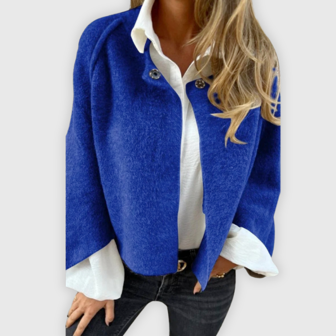 Marika | Mantel aus Wolle mit Rundhalsausschnitt und langen Ärmeln