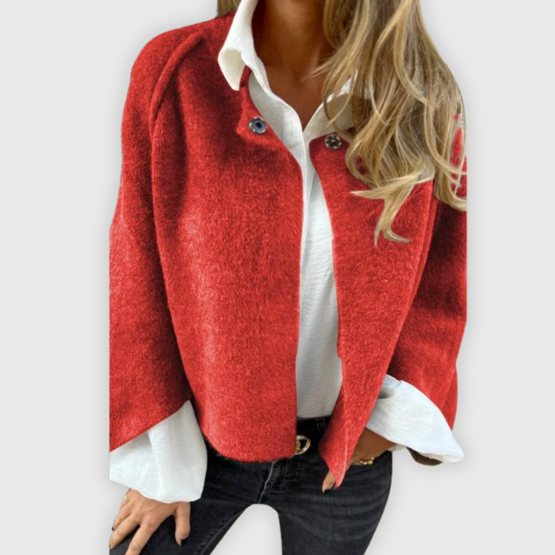 Marika | Mantel aus Wolle mit Rundhalsausschnitt und langen Ärmeln