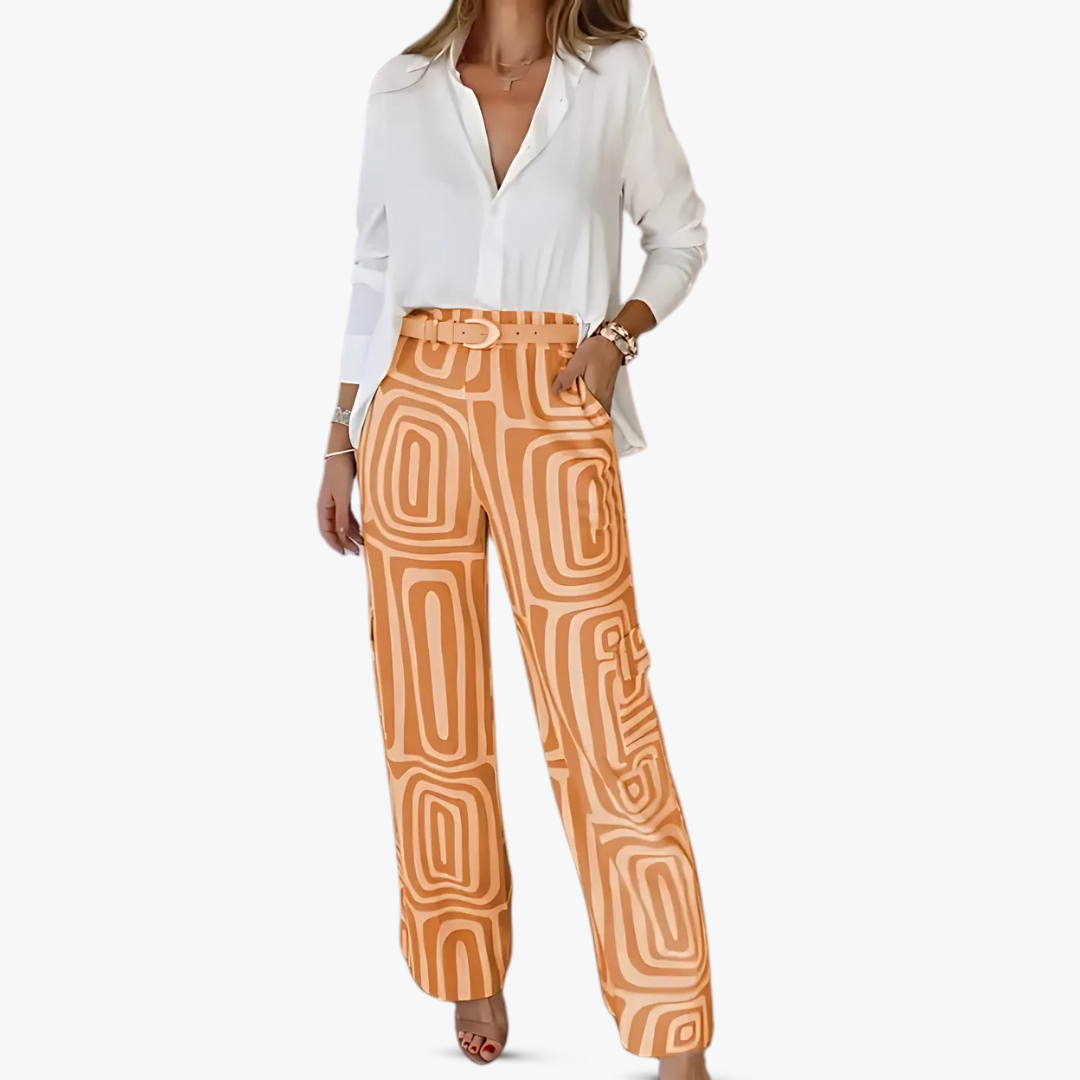 Isabella | Stilvolles Set aus Leinenhose und Bluse