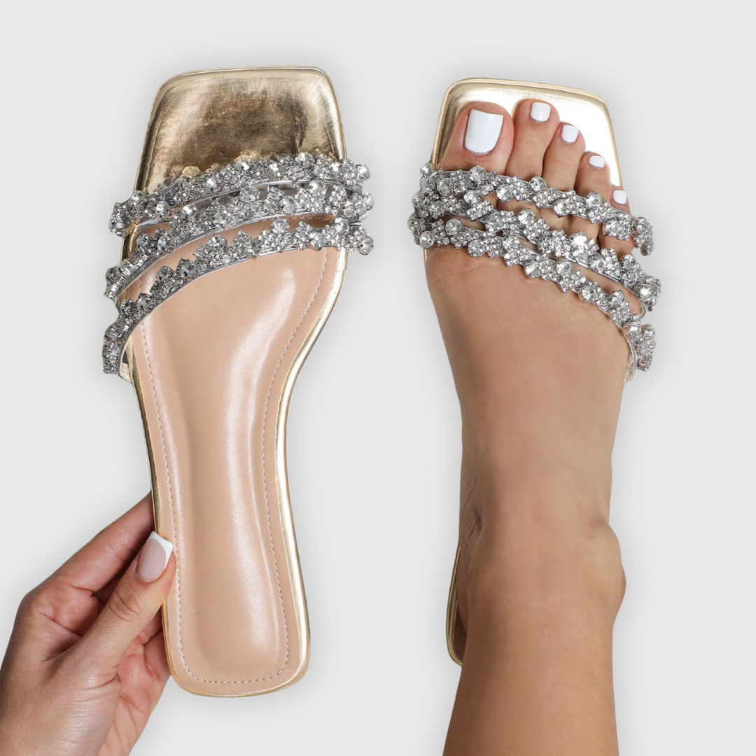 Capri | Strass Sandalen mit Spiegeleffekt