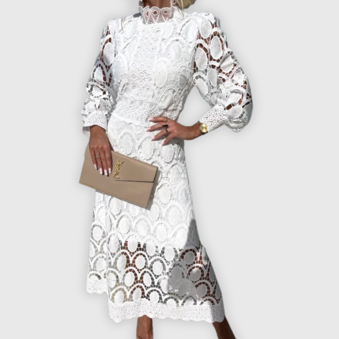 Elena | Elegantes Midi-Kleid mit Spitzendetails