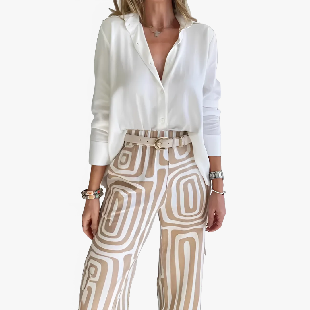 Isabella | Stilvolles Set aus Leinenhose und Bluse