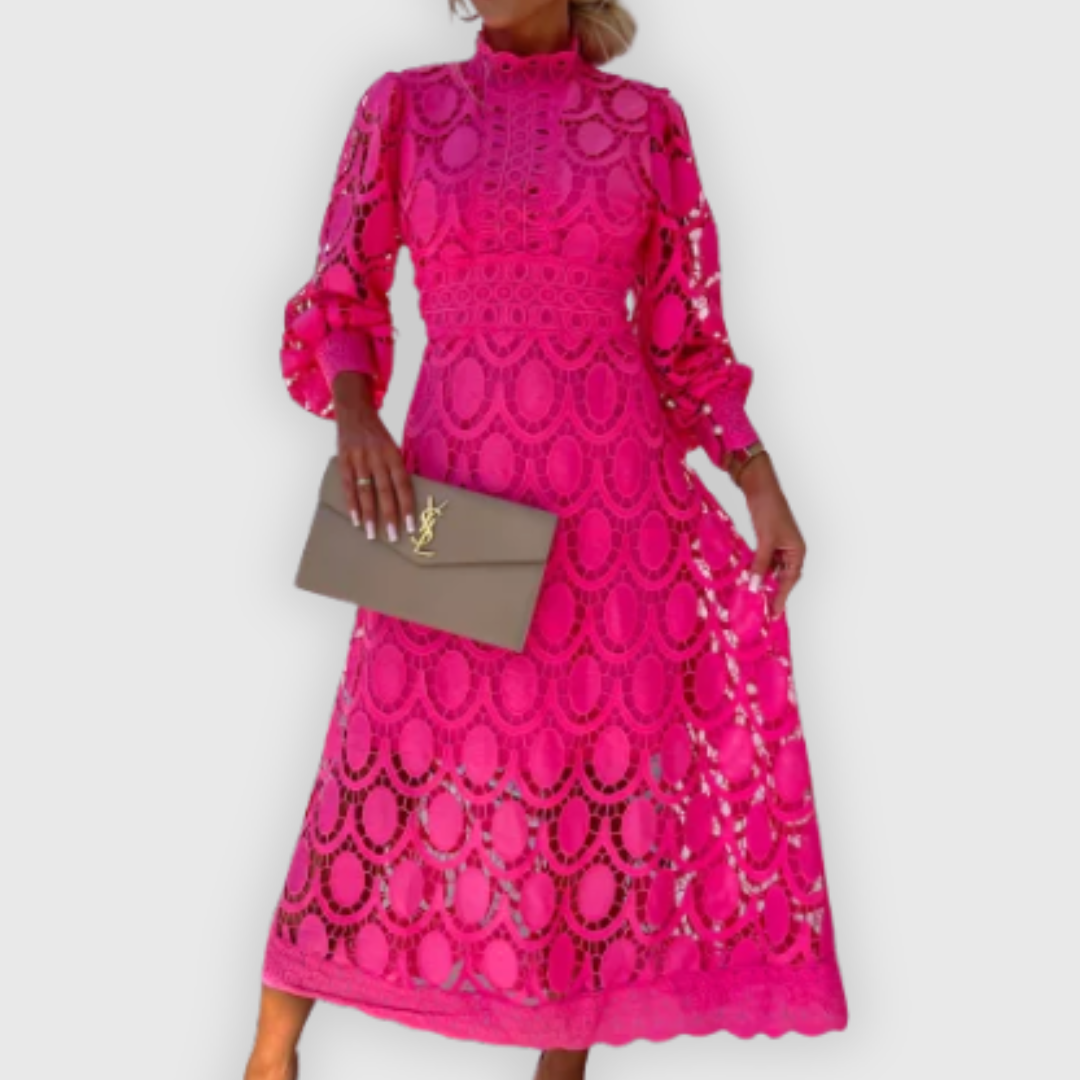 Elena | Elegantes Midi-Kleid mit Spitzendetails