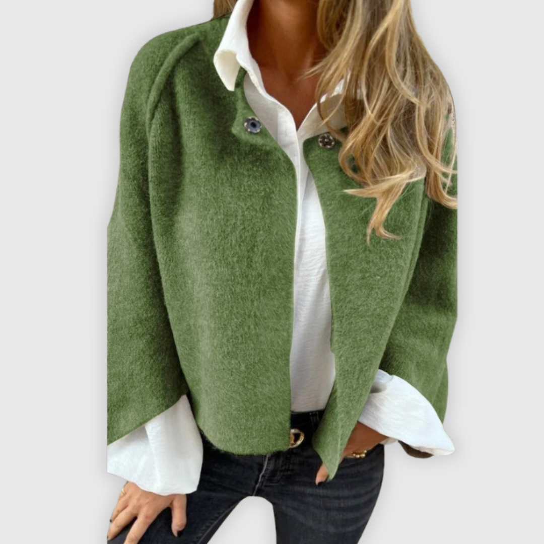 Marika | Mantel aus Wolle mit Rundhalsausschnitt und langen Ärmeln