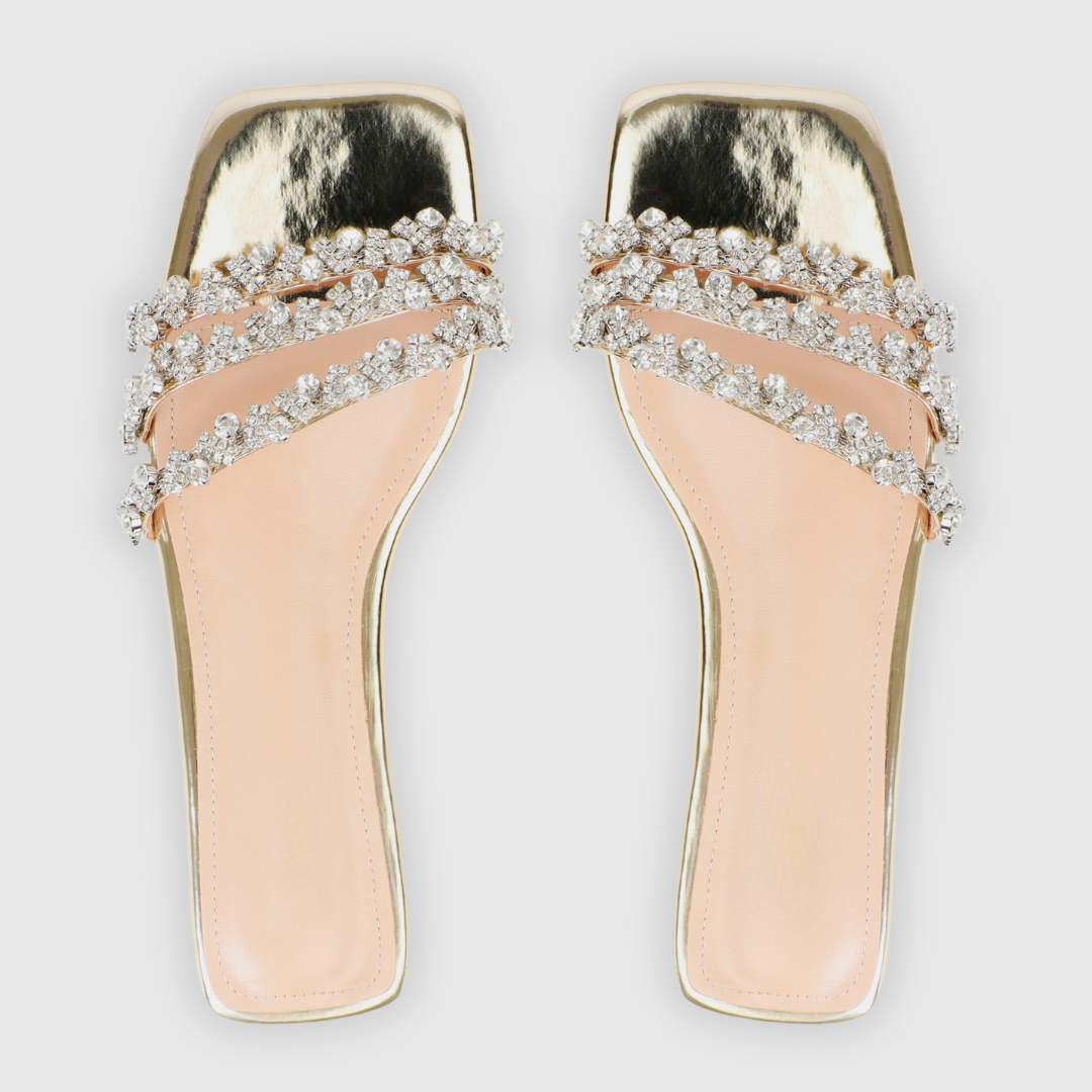 Capri | Strass Sandalen mit Spiegeleffekt