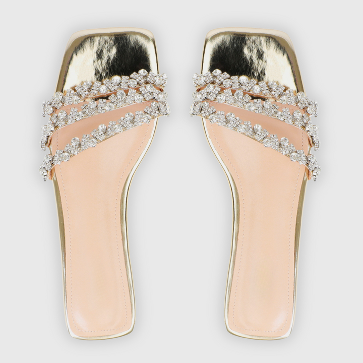 Capri | Strass Sandalen mit Spiegeleffekt