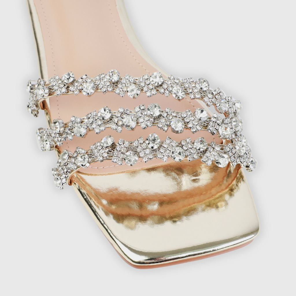 Capri | Strass Sandalen mit Spiegeleffekt