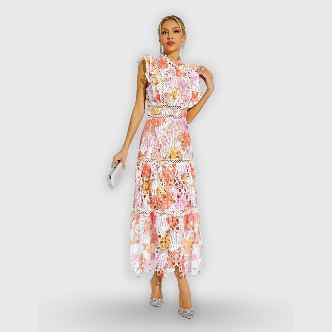 Paola | Ärmelloses Midikleid mit Spitzendetails