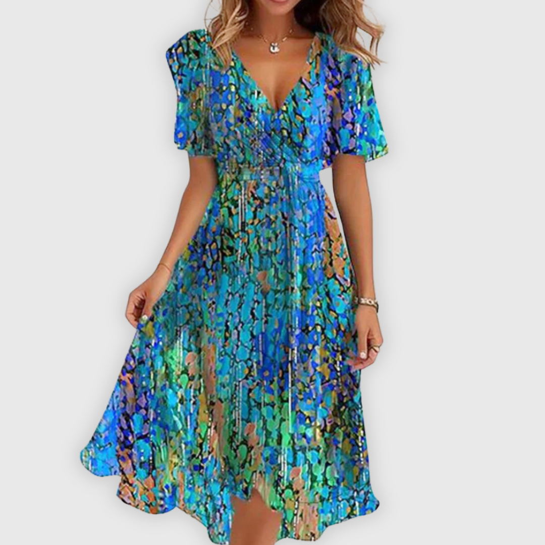 Lisa | Lebendiges Abstraktes Midikleid