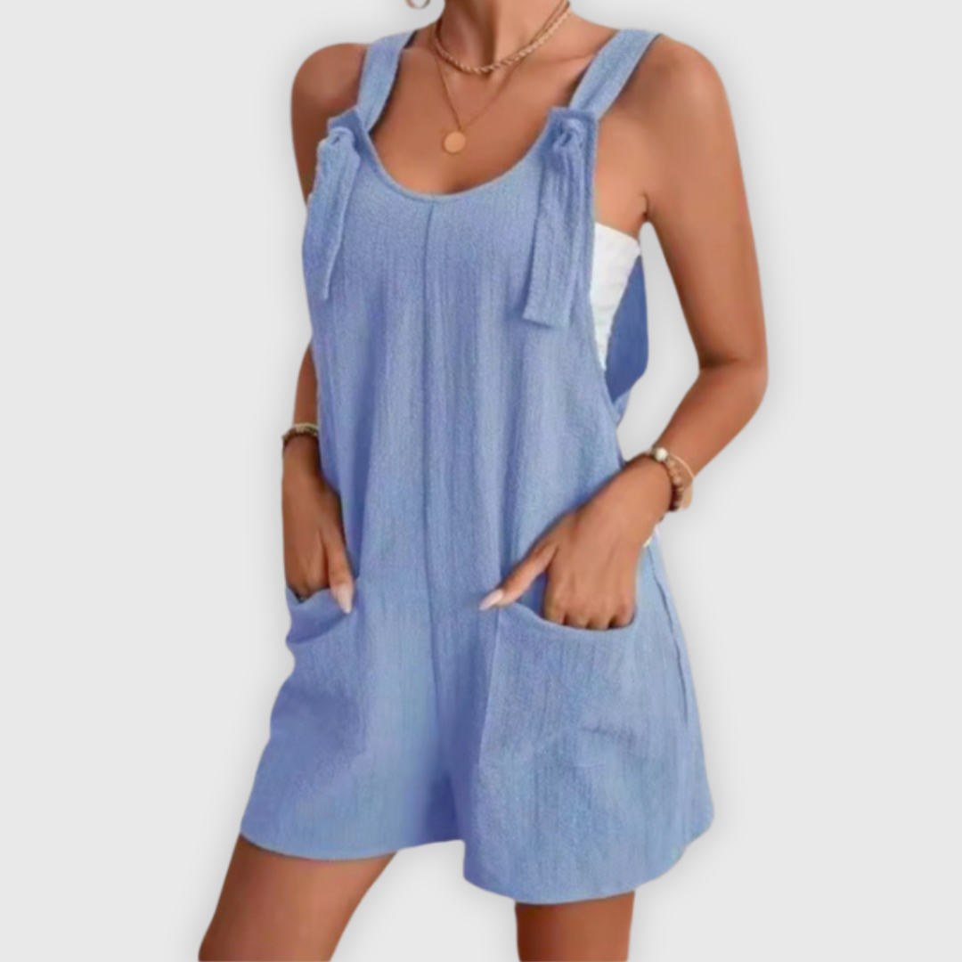 Dana | Sommer-Jumpsuit handgefertigt mit Schleifen-Trägern