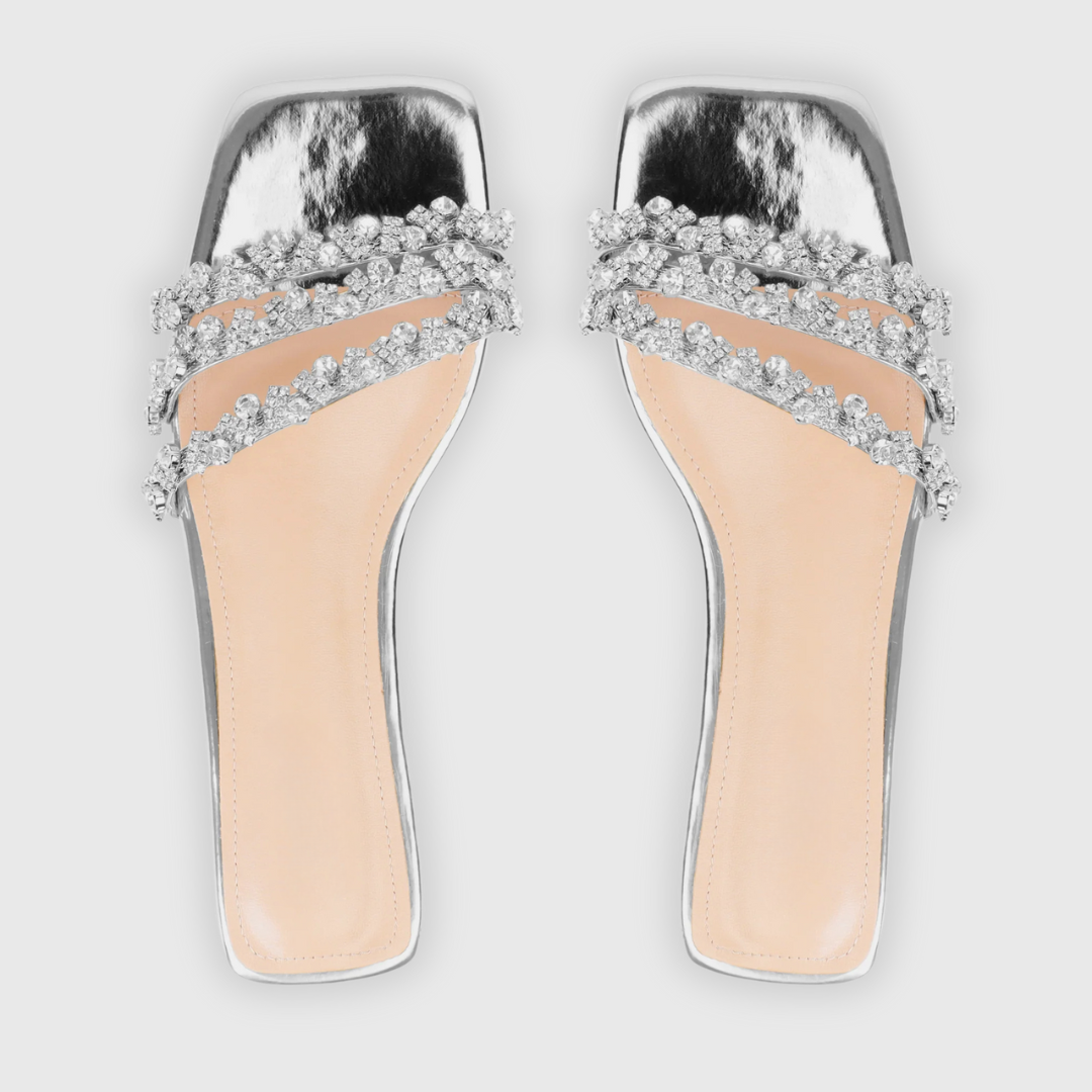 Capri | Strass Sandalen mit Spiegeleffekt