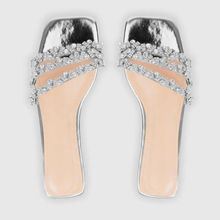 Capri | Strass Sandalen mit Spiegeleffekt