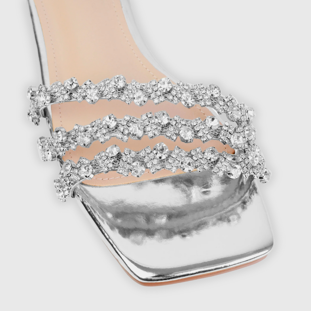 Capri | Strass Sandalen mit Spiegeleffekt