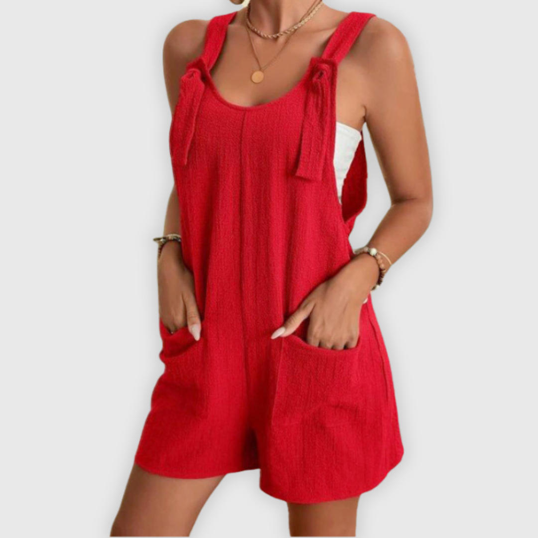 Dana | Sommer-Jumpsuit handgefertigt mit Schleifen-Trägern