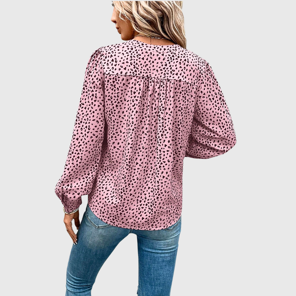 Anna | Bluse mit handgenähtem Animalier-Stil