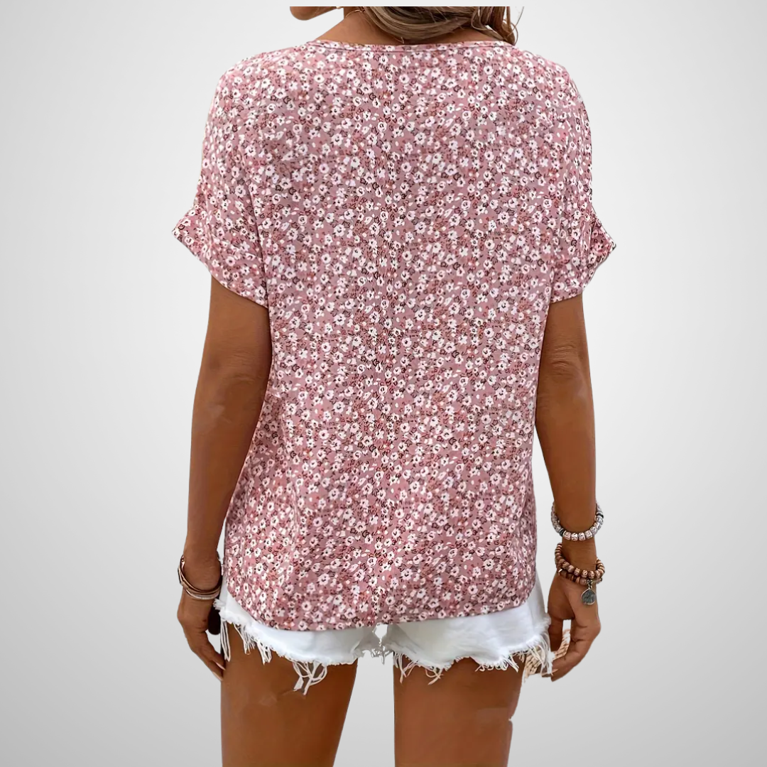 Leda | Vintage-Bluse mit Knopfleiste und Blumenmuster