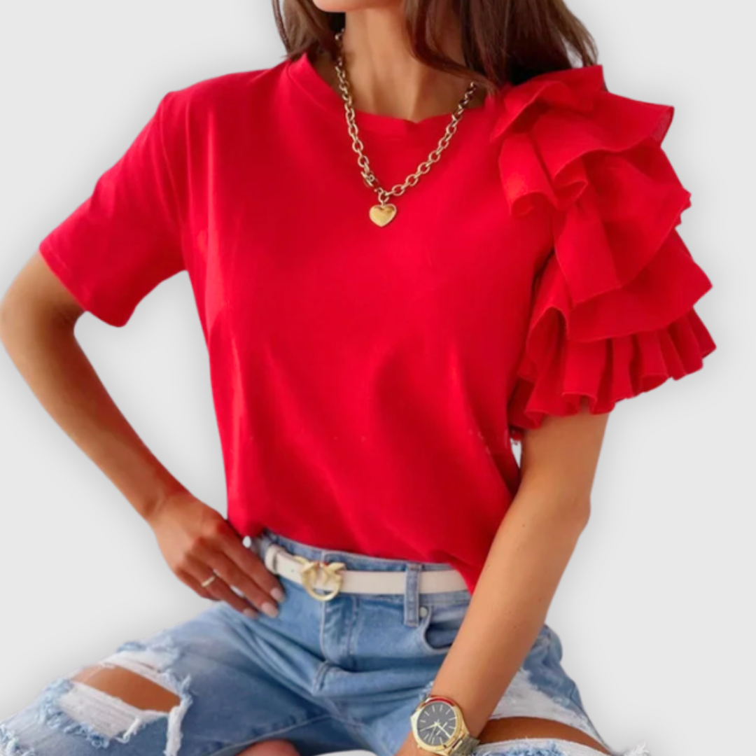 Greta | Lockeres Sommer-Shirt mit Volantärmeln