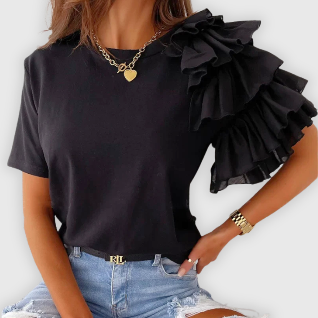 Greta | Lockeres Sommer-Shirt mit Volantärmeln