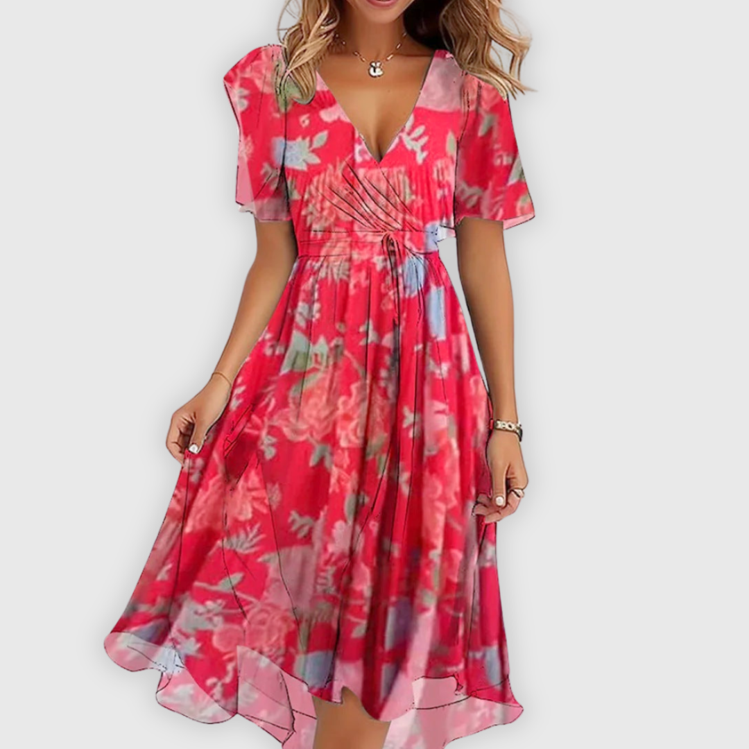 Lisa | Lebendiges Abstraktes Midikleid