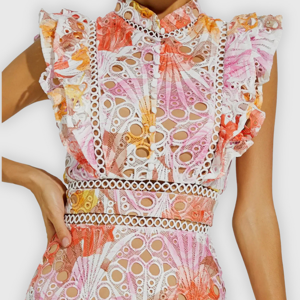 Paola | Ärmelloses Midikleid mit Spitzendetails