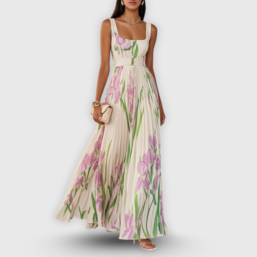 Regina | Handgefertigtes Maxikleid mit floraler Eleganz