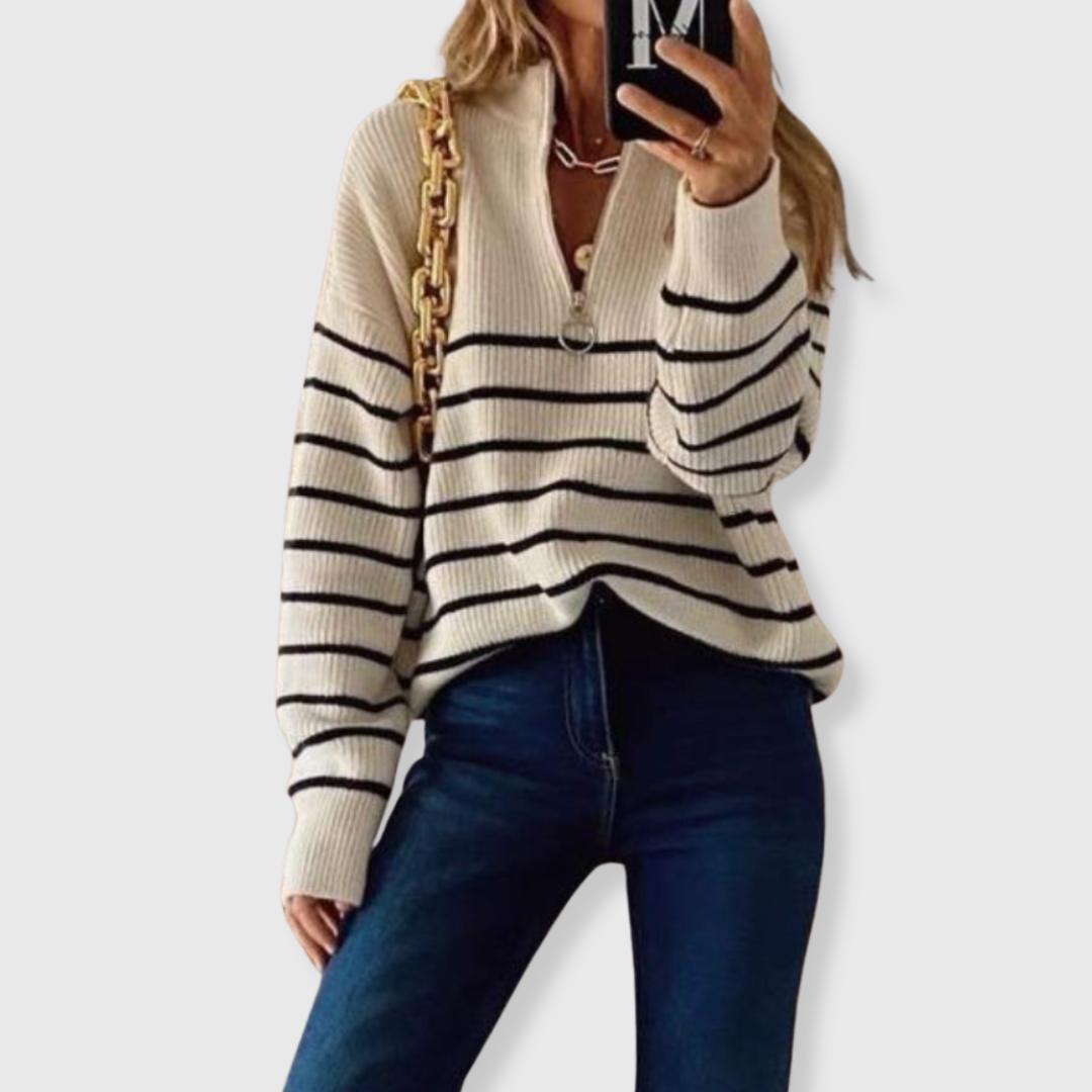 Alisia | Gestreifter Schwarz-Weiß Pullover