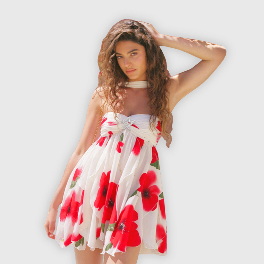 Monika | Geblümtes Chiffon-Minikleid