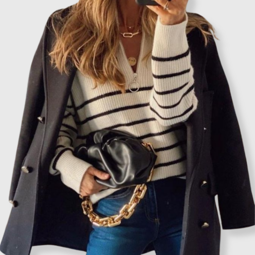 Alisia | Gestreifter Schwarz-Weiß Pullover