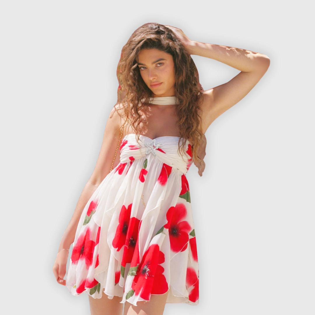 Monika | Geblümtes Chiffon-Minikleid