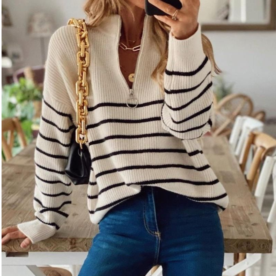 Alisia | Gestreifter Schwarz-Weiß Pullover