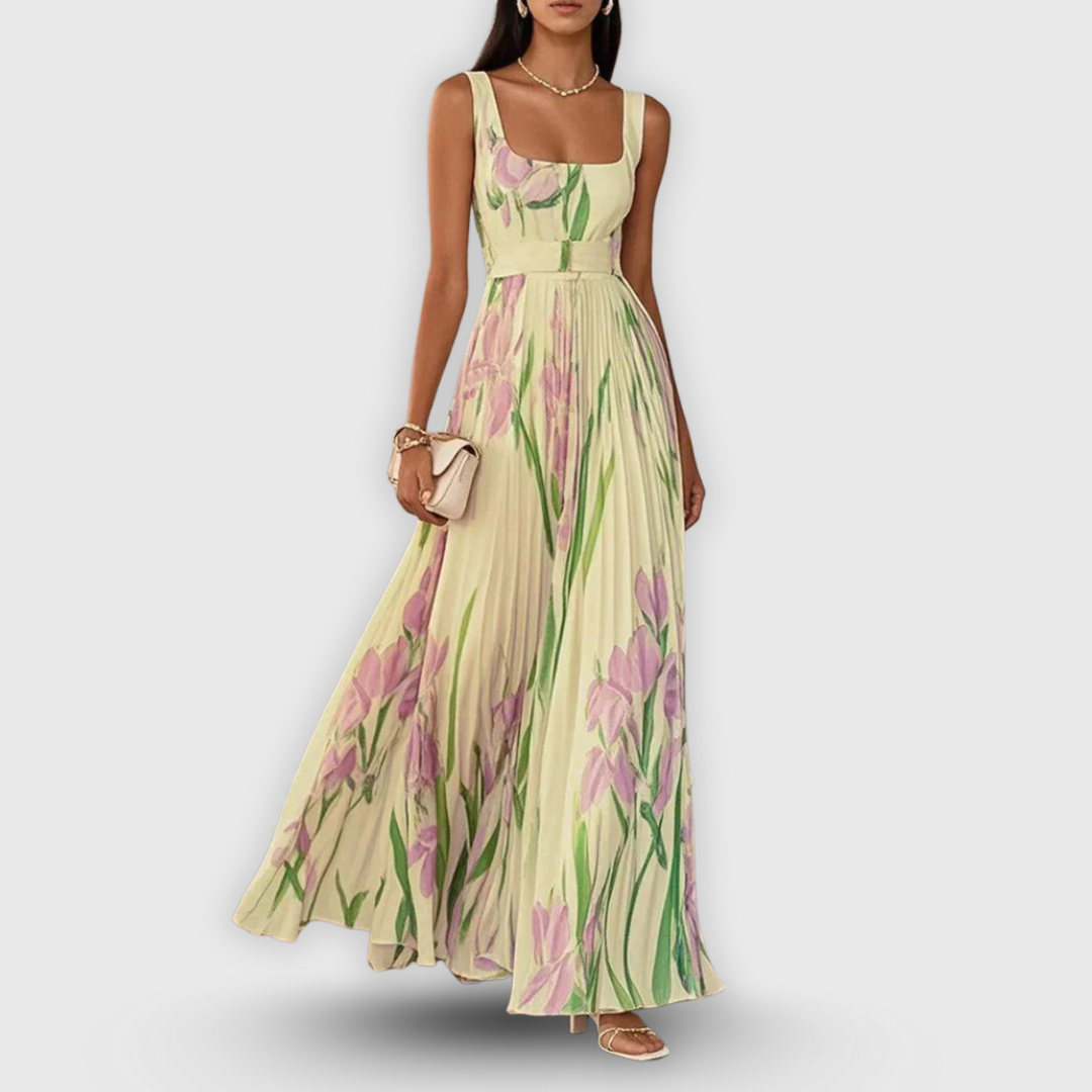 Regina | Handgefertigtes Maxikleid mit floraler Eleganz