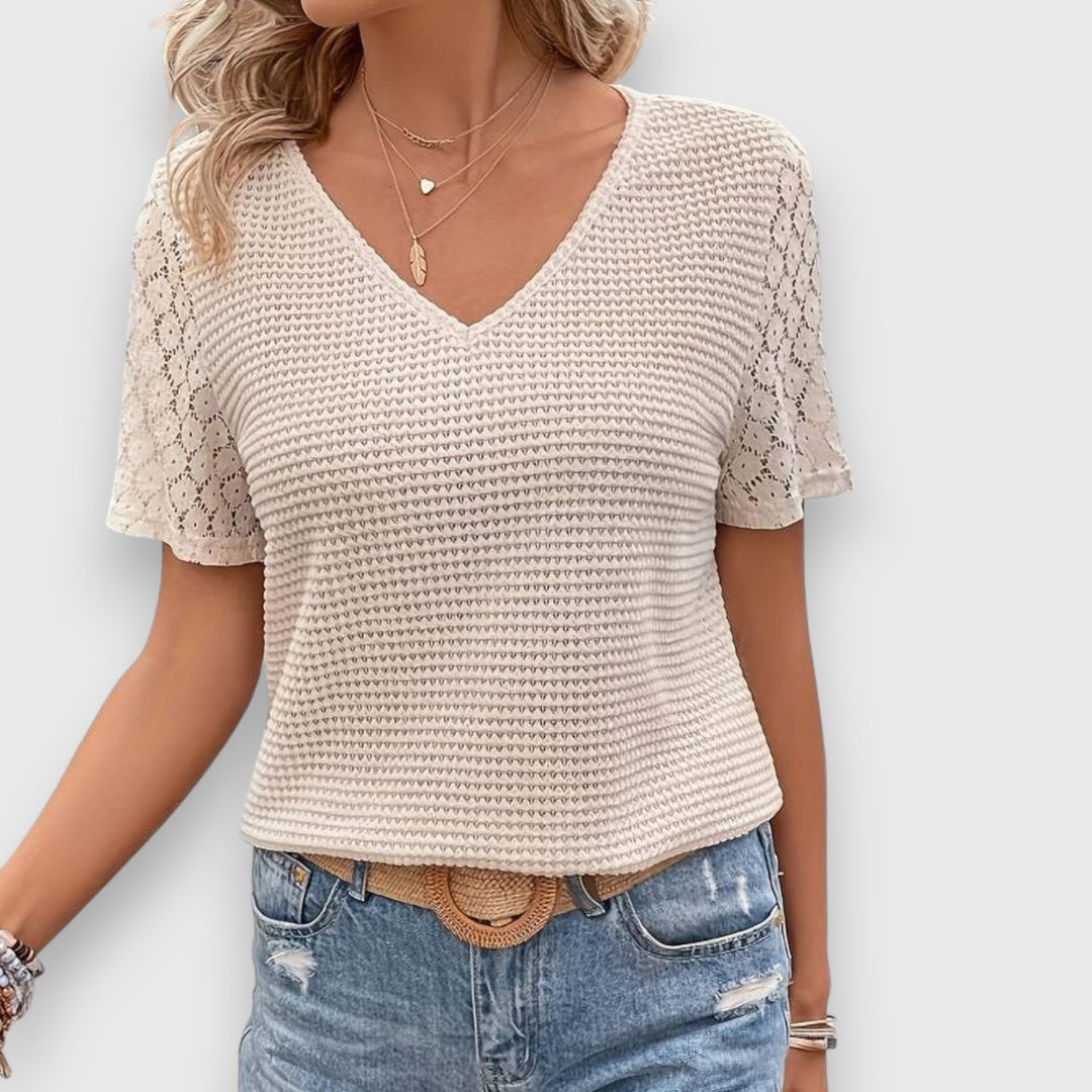 Amalia | Bluse mit handbestickter Spitze