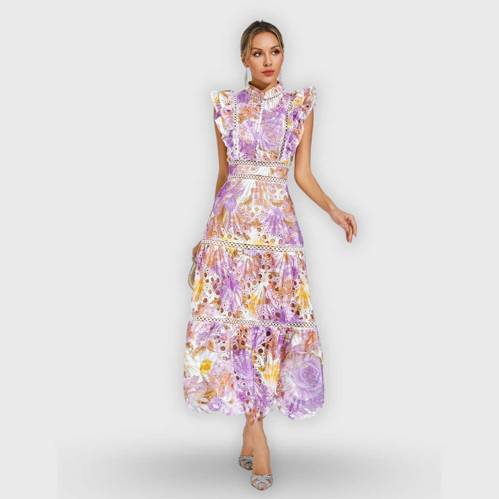 Paola | Ärmelloses Midikleid mit Spitzendetails