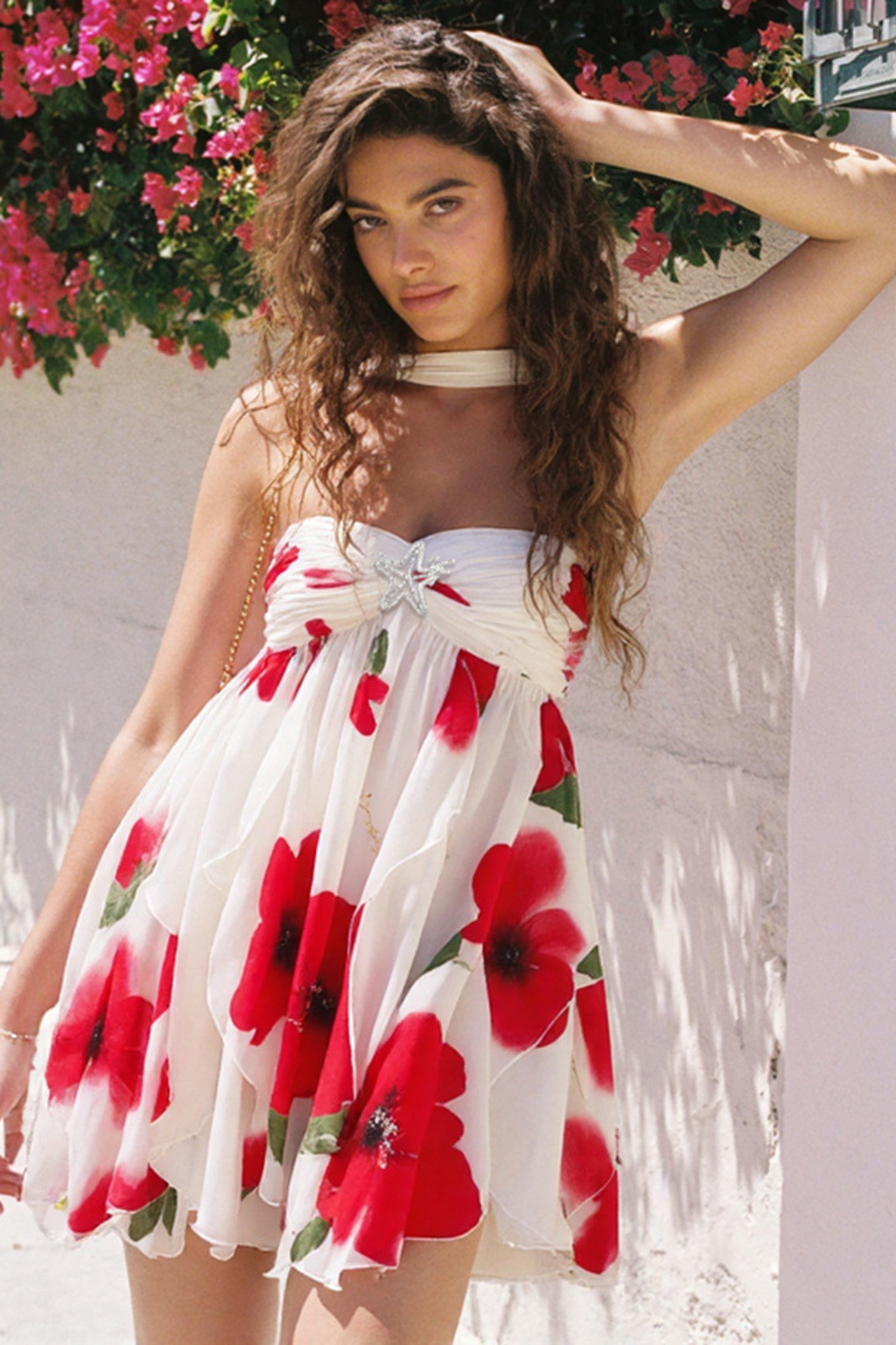 Monika | Geblümtes Chiffon-Minikleid